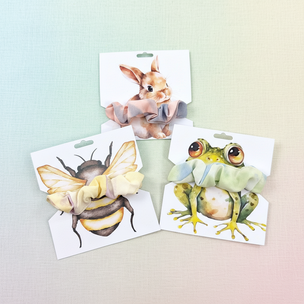 Garden Animal Hair Scrunchies - New Background