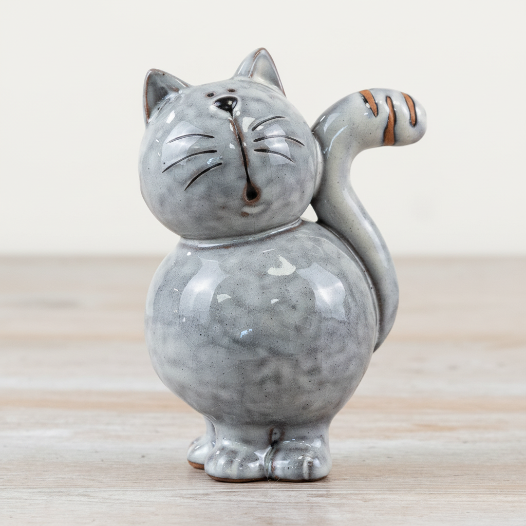 Glazed Grey Cat Ornament - Hero Shot