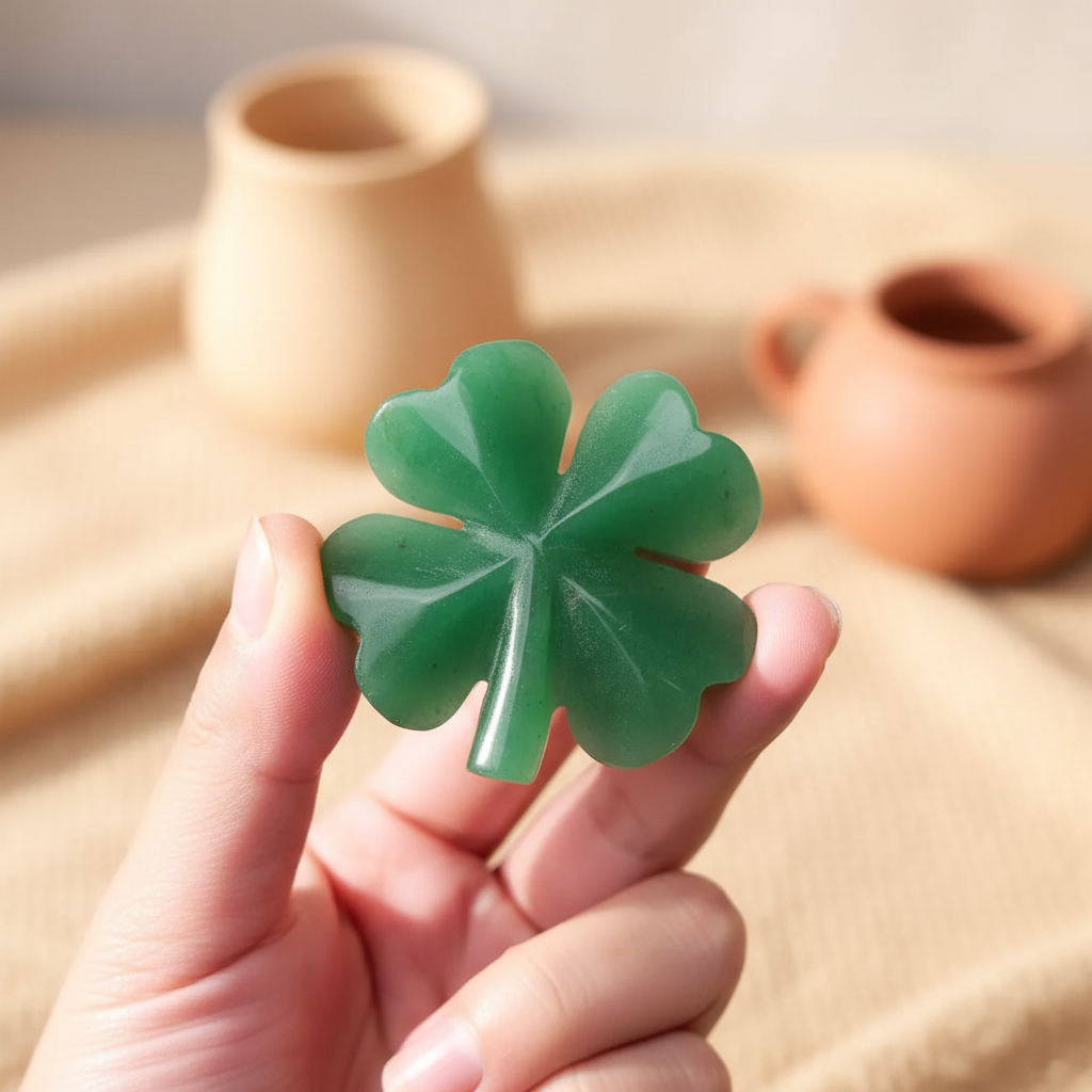 Green Aventurine Clover Sculpture