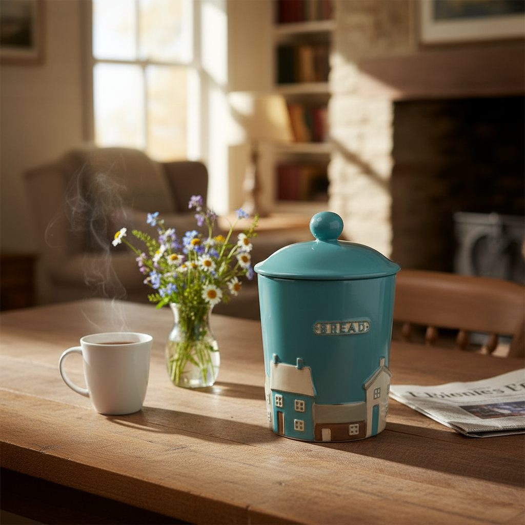 Home Comforts Bread Bin - Country Cottage Scene
