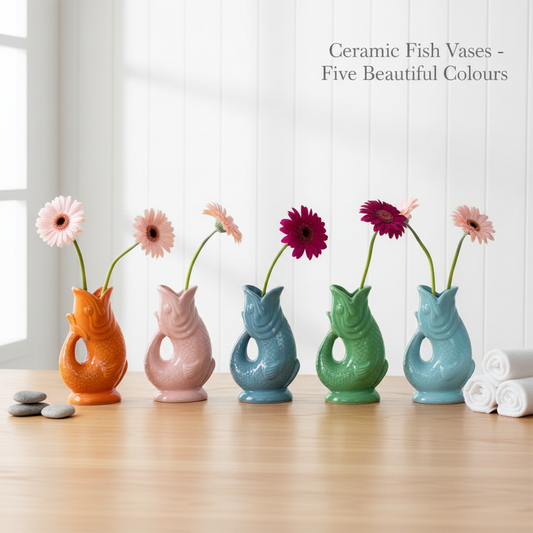 Ceramic Fish Vase - 5 colours available: H17cm