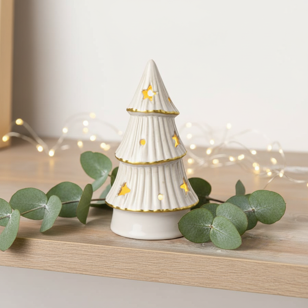 LED Tree - Oak Shelf with Eucalyptus