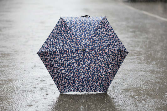Navy multicolour floral umbrella - original product, lighter background