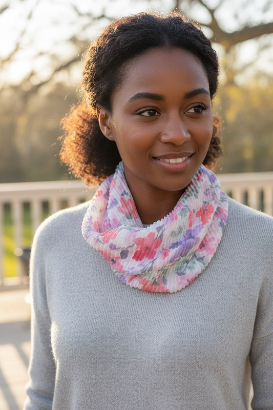 Pastel Flowers Scarf - Model 1 Neutral
