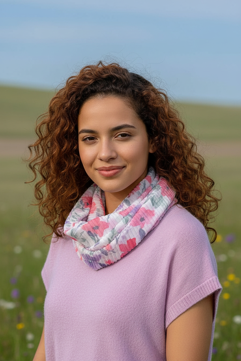 Pastel Flowers Scarf - Model 2 Outdoor