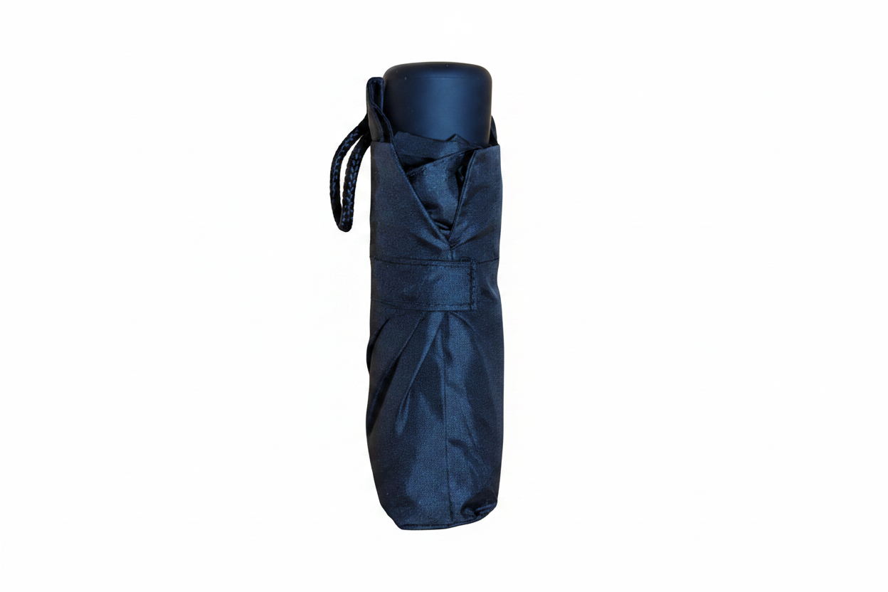 Super Mini Compact Umbrella - 5 Floral Patterns - L18cm Closed, folded navy umbrella with matching cover and wrist strap for compact rain protection in Fashion