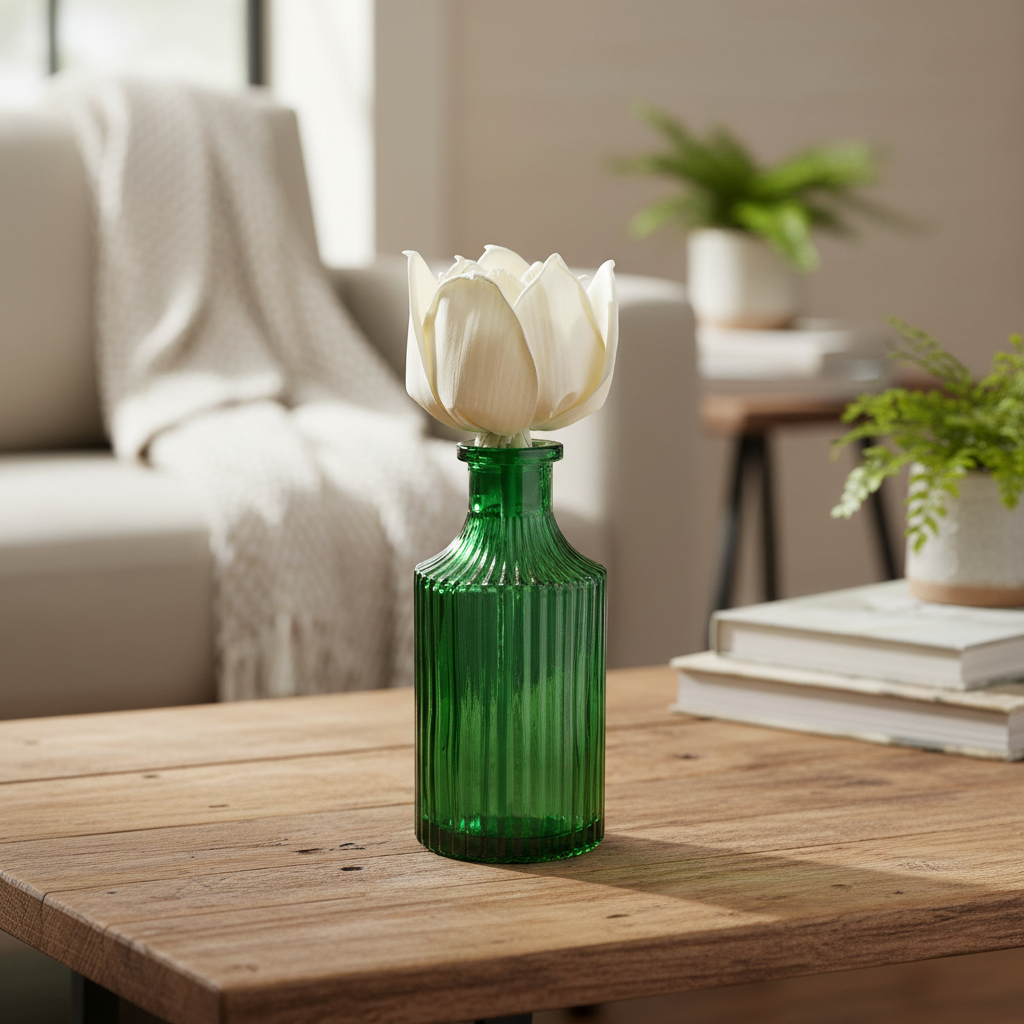 Pomegranate Flower with Green Bottle Lifestyle