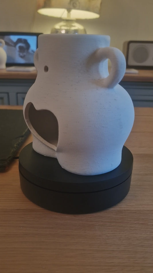 Cream Speckle Bum Oil Burner & Wax Warmer, 13cm