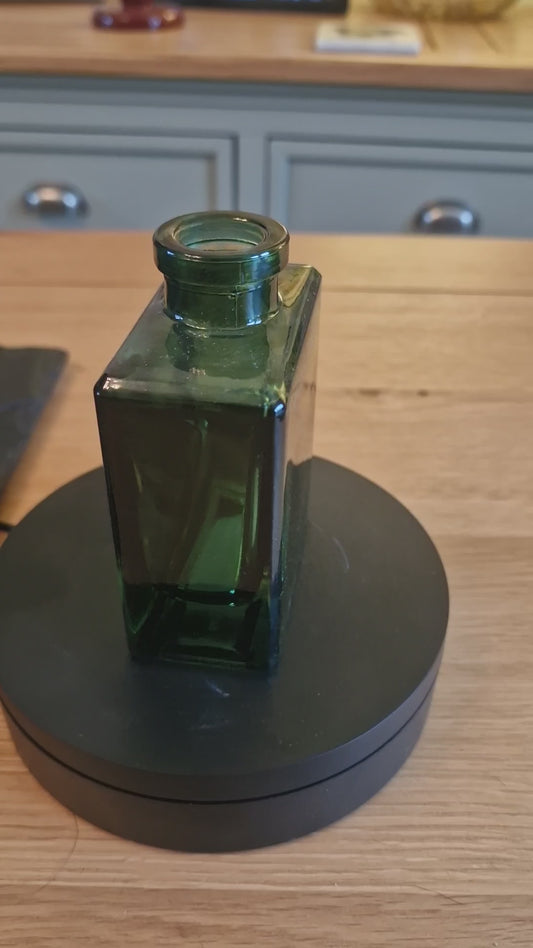 Green Glass Flower Vase Or Diffuser Bottle, 10.5cm