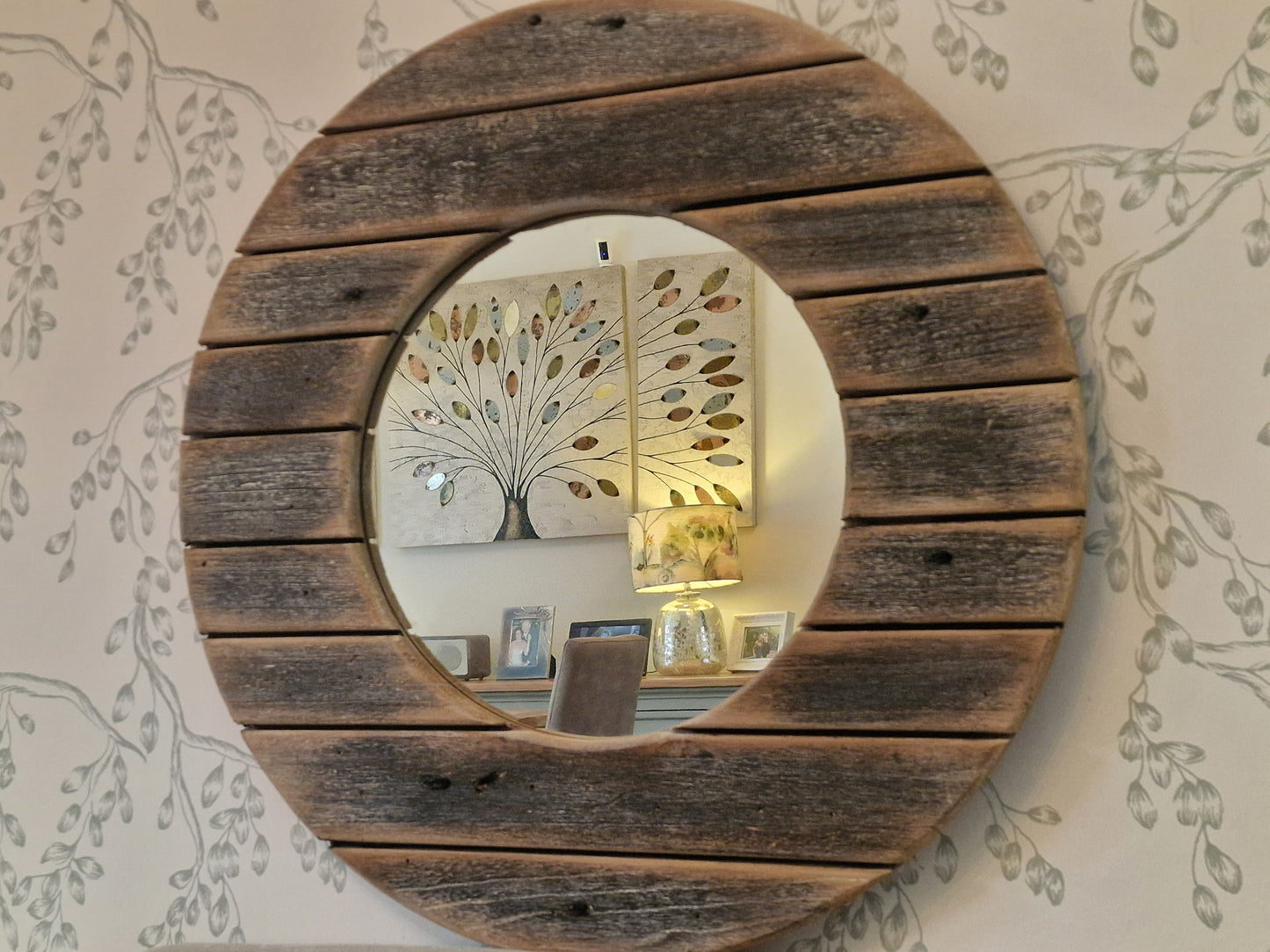Wooden Planks Circular Mirror, 68cm