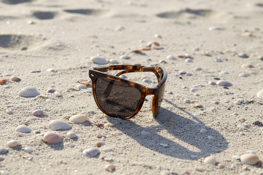 Sorelli Foldable Sunglasses Folded Beach Shot