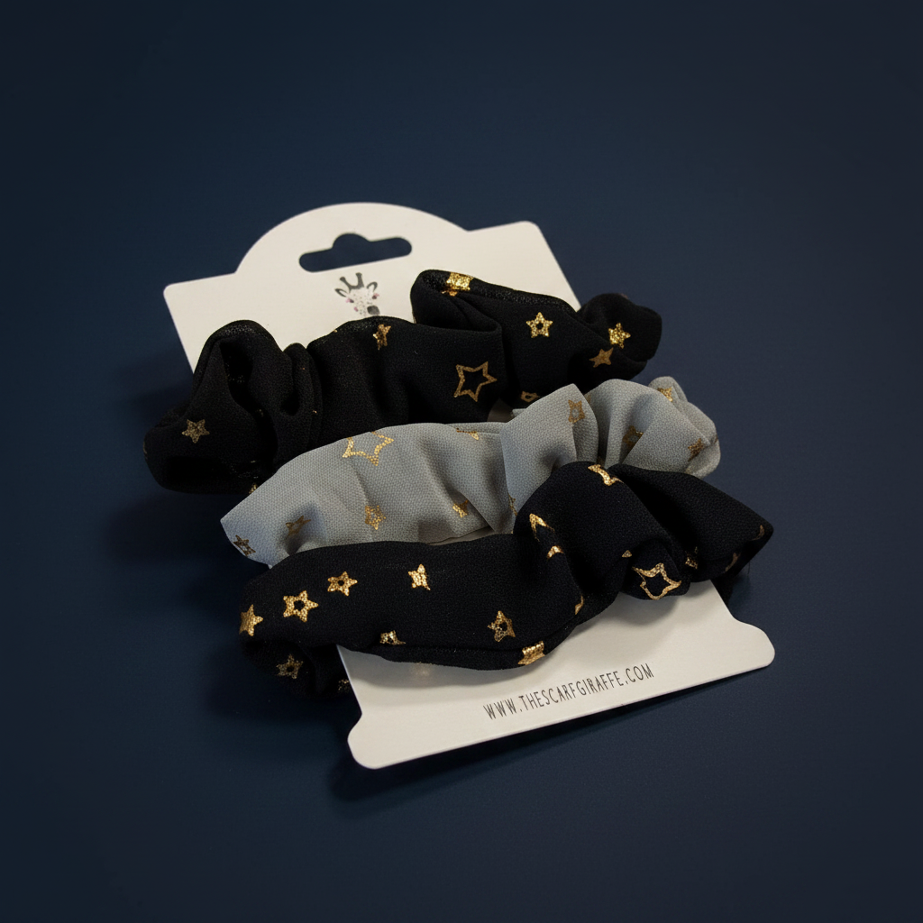 Stars Scrunchies - Midnight Blue