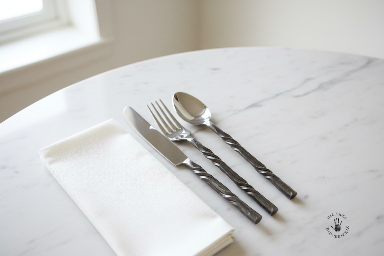 Twisted Charcoal Cutlery - Light Place Setting