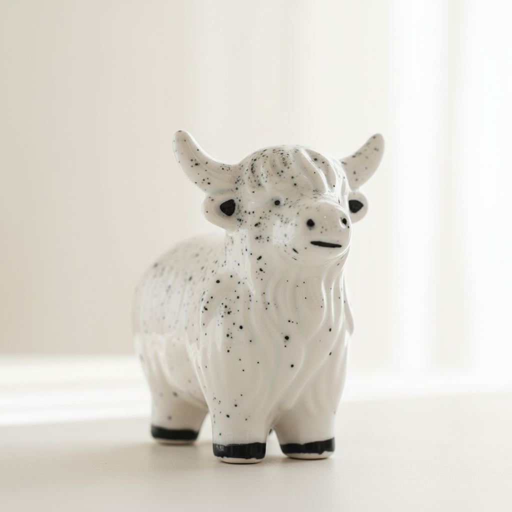 White Highland Cow Light Background